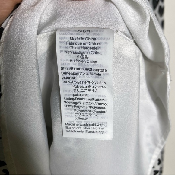 J. Crew Ruffle Heart Print Chiffon Blouse White Black S - Picture 6 of 10